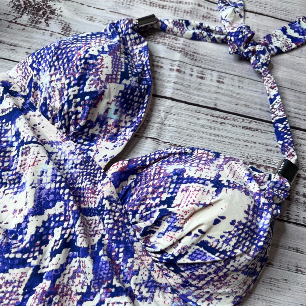 Calvin Klein Snake Print Halter Tankini - Picture 2 of 6